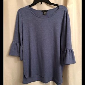 Blue Ruffle Sleeve Top